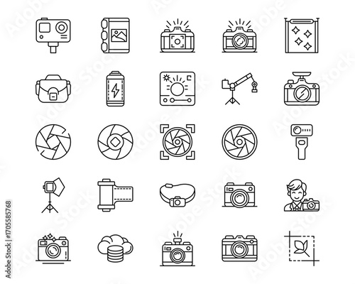 Photography Line Vector Icons