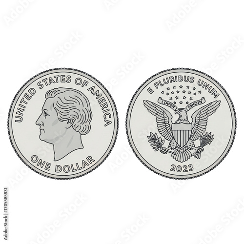 United States Dollar Coin Obverse and Reverse.