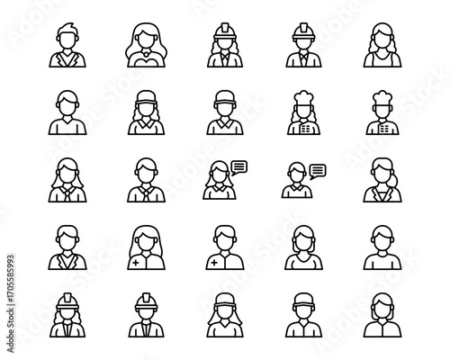 Professions Line Vector Icons