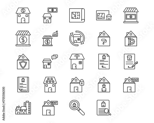 Real Estate Line Vector Icons