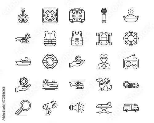 Rescue And Response Line Vector Icons