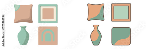 Abstract geometric shapes in pastel colors, modern home decor elements