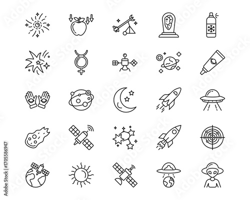 Space Technology Line Vector Icons