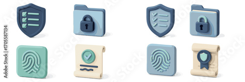 Digital security, data protection, and privacy concepts with verification and access control icons
