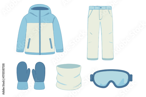 Winter Skiing Apparel and Accessories Collection