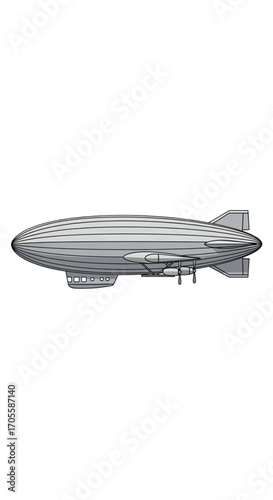Vintage Airship Blimp Zeppelin Illustration.
