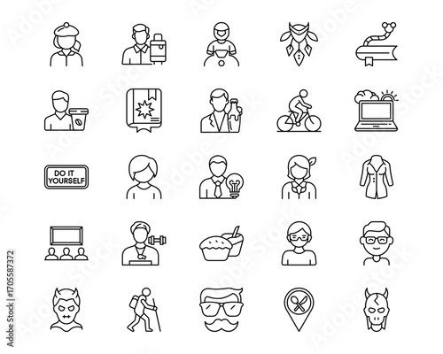 Urban Tribes Line Vector Icons