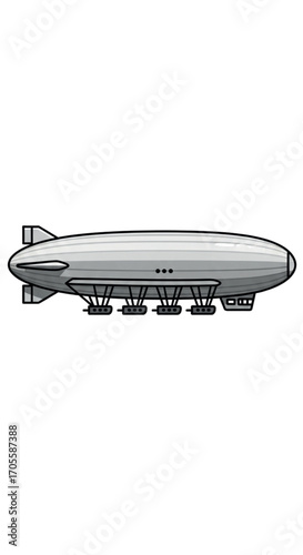 Vintage Airship Zeppelin Illustration.