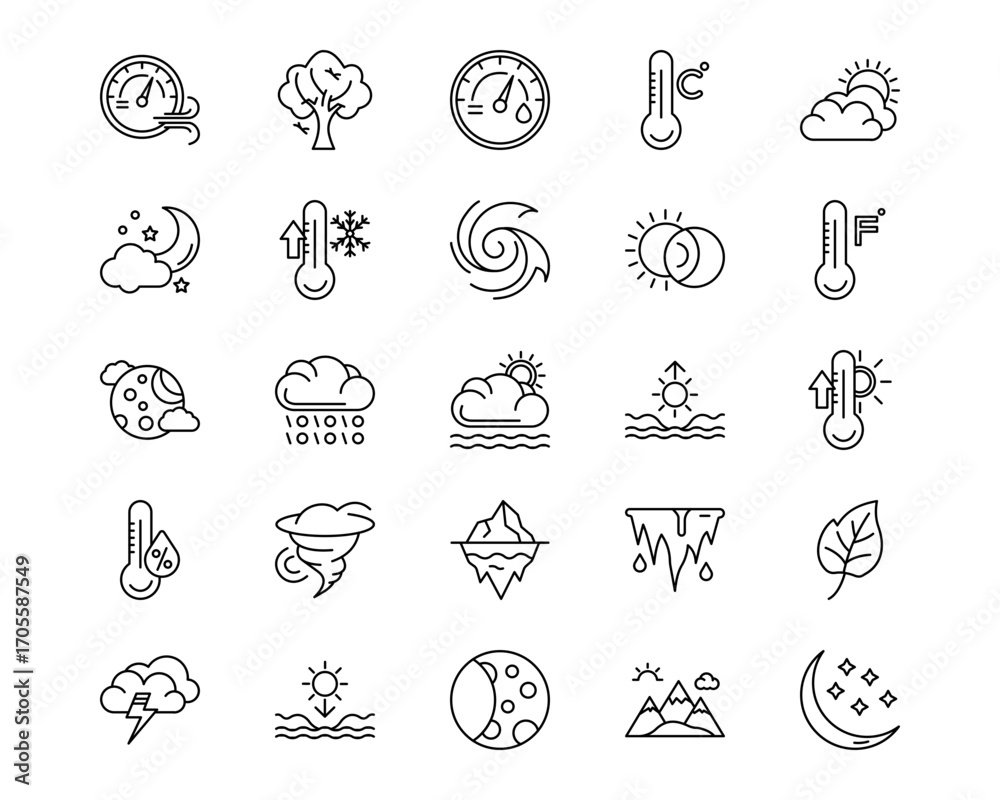 Obraz premium Weather Line Vector Icons