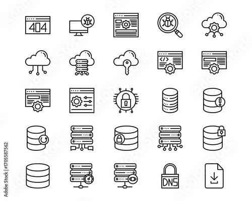 Web Hosting Line Vector Icons