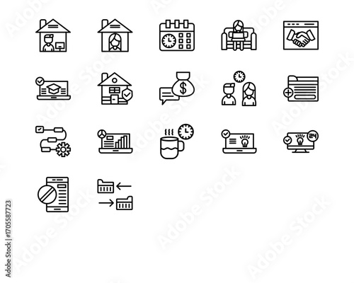 Work from Home Line Vector Icons