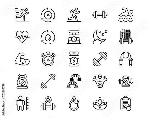 Workout App Line Vector Icons