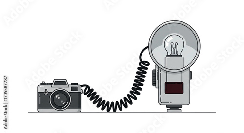 Vintage Camera and Flash Unit.