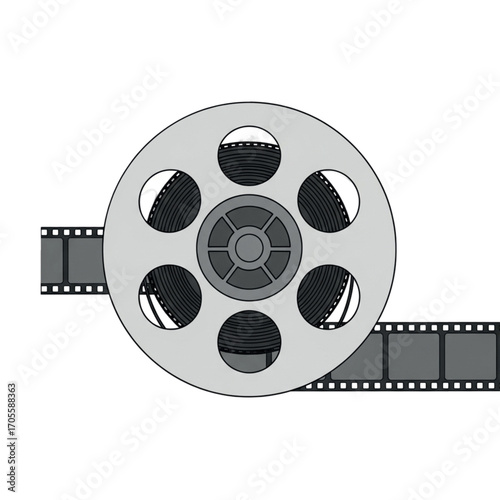 Vintage Film Reel with Strip of Movie Film.