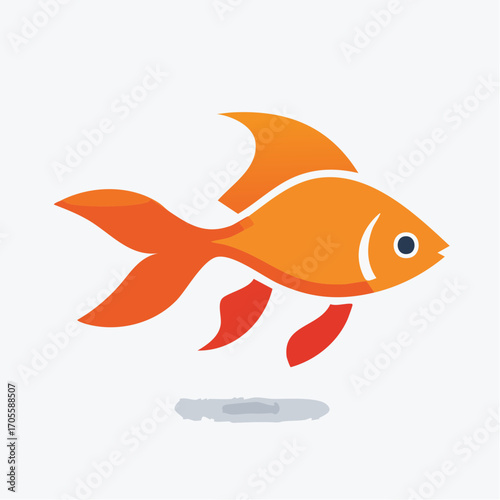 Vibrant Abstract Illustration of an Orange Goldfish Swimming in Clean Water