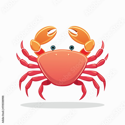 Vibrant Cartoon Crab Illustration: A Playful Depiction of a Coastal Crustacean on White