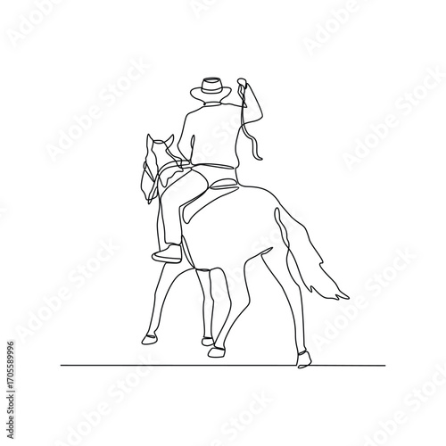 One continuous line drawing of Equestrian activity vector illustration. Equestrian themes illustration in linear style vector concept. Great design for social campaign and animal business purpose.