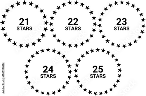 Circle Stars Pattern with 21 22 23 24 25 Ring Formation Illustration