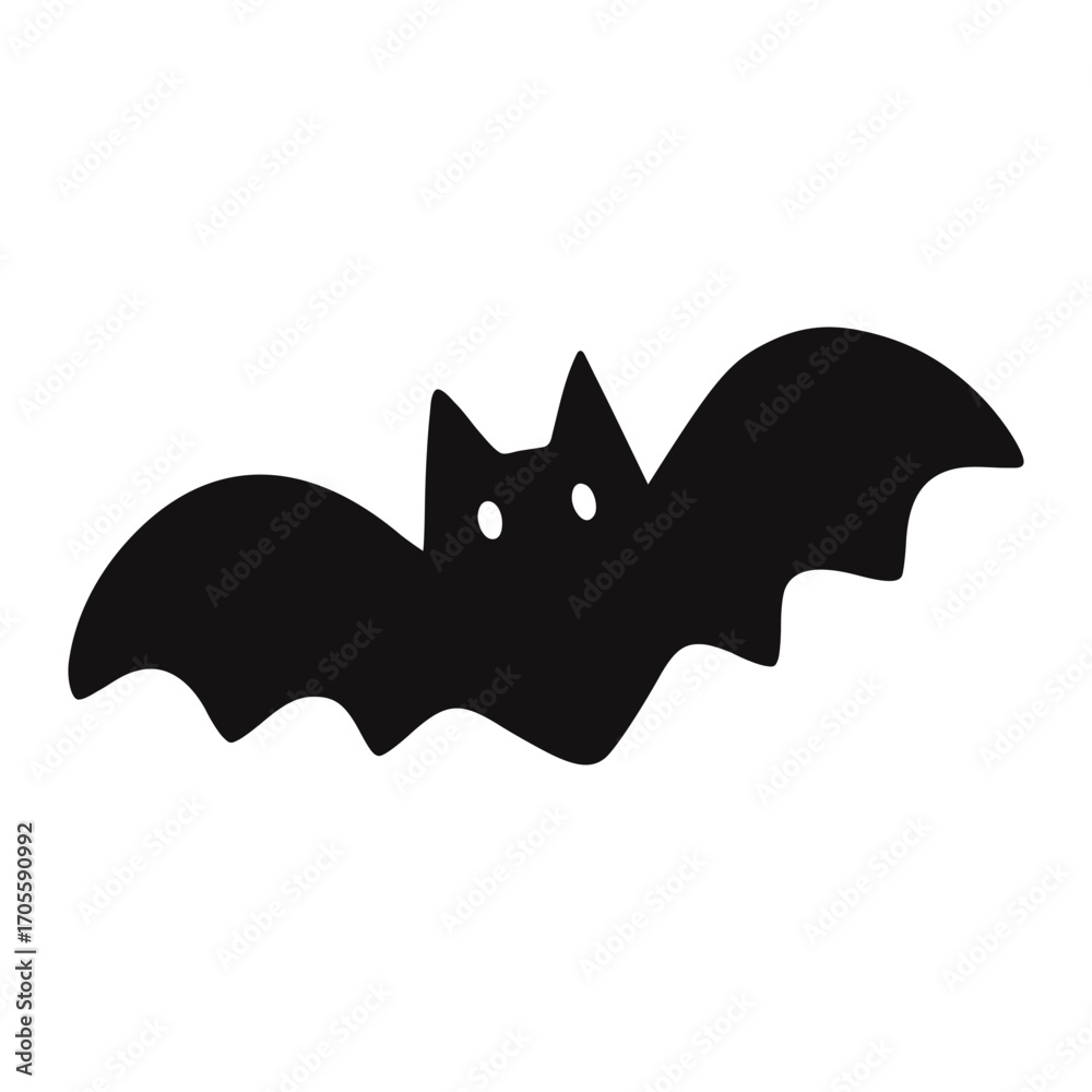 Obraz premium Bat silhouette, isolated on white background. Halloween silhouette black bat - for cricut, design or decor. Vector illustration, traditional Halloween decorative element.