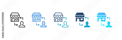 B2C icon set multiple style collection