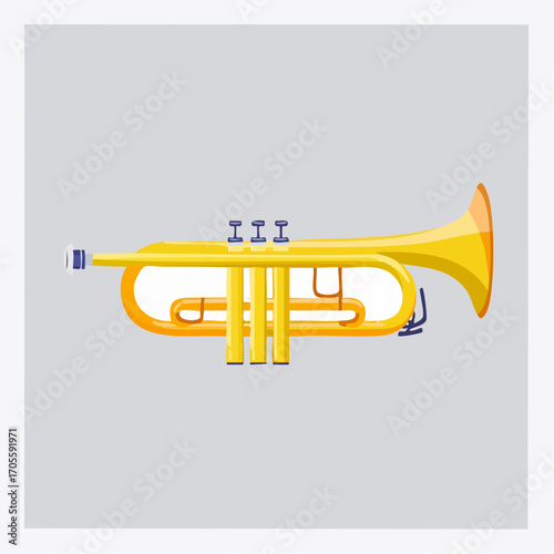 Vibrant vector illustration of a classical trumpet, perfect for musical projects