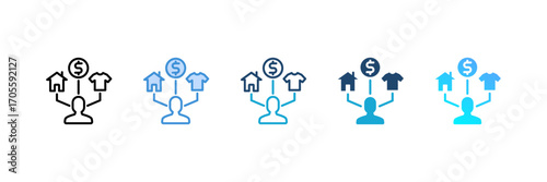 Consumer Needs icon set multiple style collection