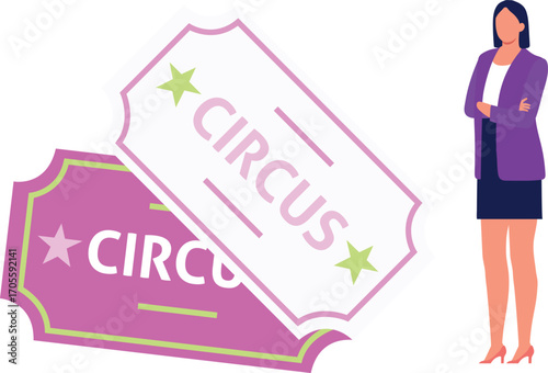 Girl is standing with circus tickets