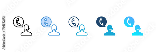 Customer Service icon set multiple style collection