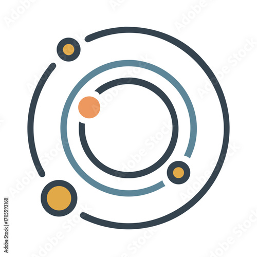 Illustration of planets orbiting a star on transparent background