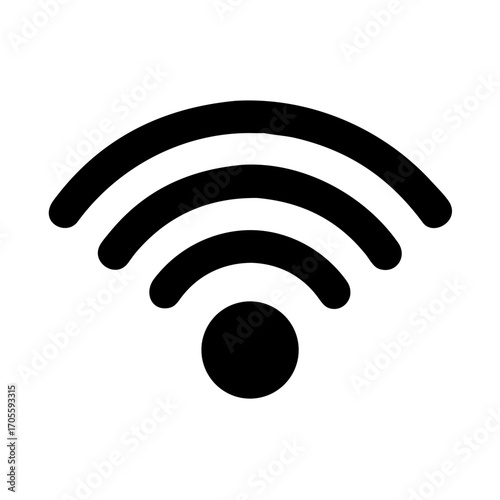 Black wifi signal icon on a white background on transparent background