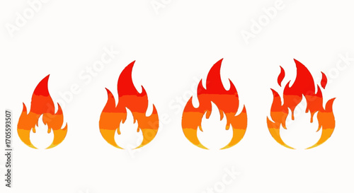 Fiery Flame Icons Gradient Fire Symbols for Design