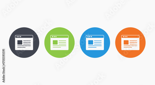 Website Browser Icons Four Color Variations for Web Design