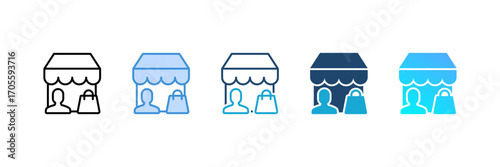 B2C Marketplace icon set multiple style collection