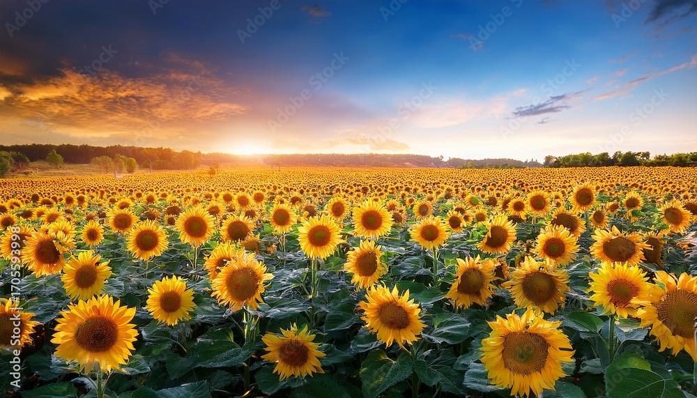 Fototapeta premium Bright Sunflowers In Full Bloom