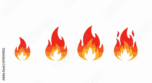 Four Stages of Fire Flame Icons Growing Inferno Illustration