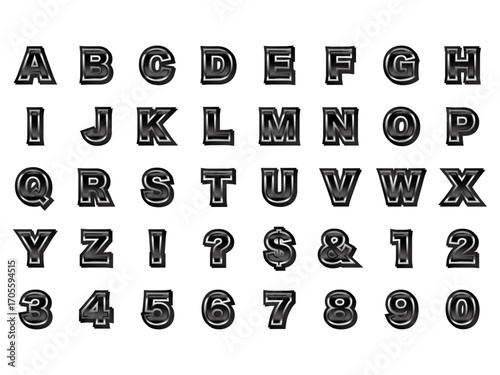 アルファベット、影、19黒