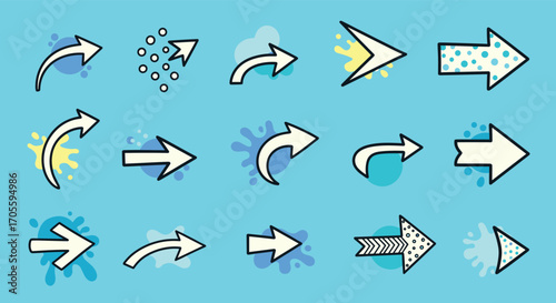 Collection of diverse arrow icons with unique designs and styles.