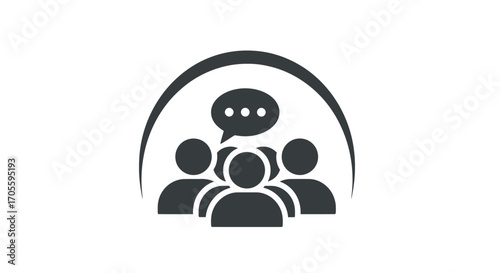 Group of people with speech bubble, suggesting communication and collaboration.