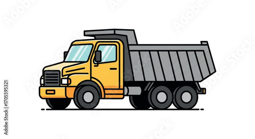 Yellow Dump Truck Illustration.