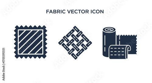 Three vector icons representing different types of fabric.