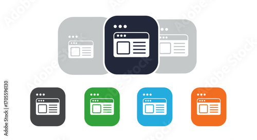 Set of six color variations of website browser icons.