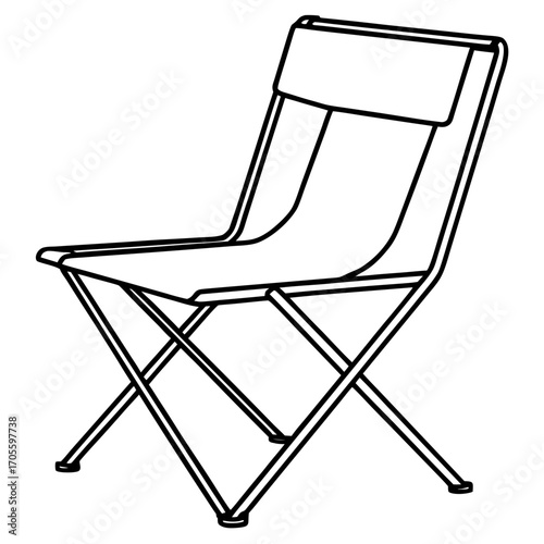 Camp Chair Line Vector