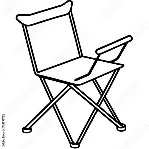 Camp Chair Line Vector