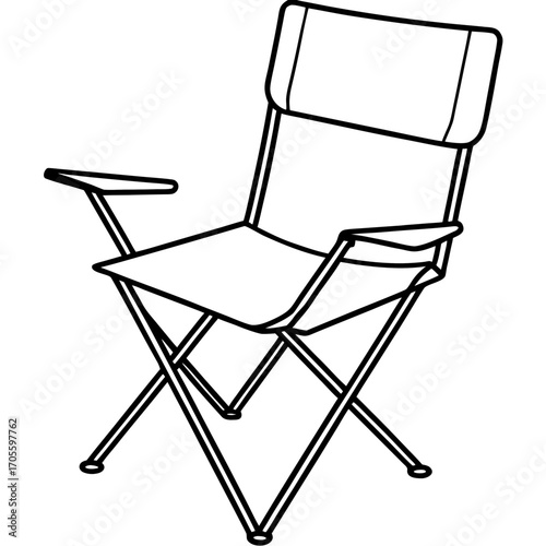 Camp Chair Line Vector