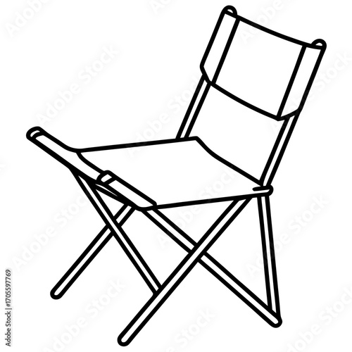 Camp Chair Line Vector