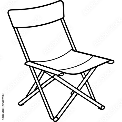 Camp Chair Line Vector