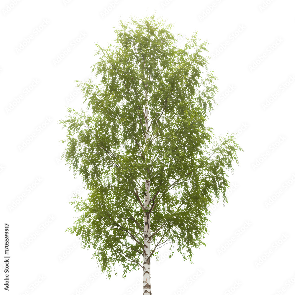 Obraz premium Birch Tree Isolated Young Birch on White Background Perfect for Nature Designs Spring Illustrations and Botanical Projects on transparent background