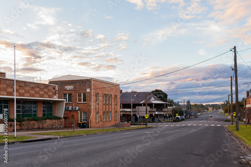Old brick buildings along street in Merriwa, Upper Hunter Shire
