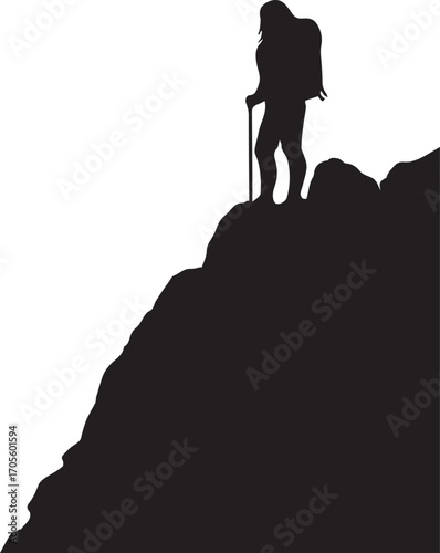 Claim the Peak – Silhouette of a Conqueror with hill travell