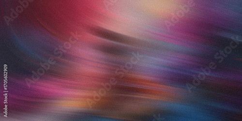 Abstract swirling brushstrokes of vibrant magenta, deep purple, and electric blue create a dynamic and energetic background with a subtle grainy texture